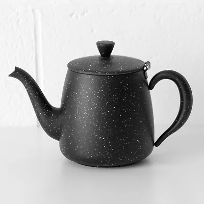 Buy Black 1 Litre Teapot Stainless Steel 35oz Granite Effect Tea Serving Pourer Pot • 28.50£