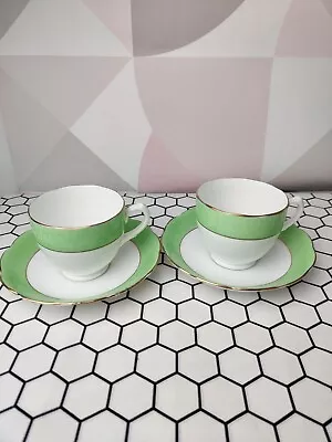 Buy Vintage Set Of 2  Tea Cups & Saucers Bone China Made In England • 18.99£