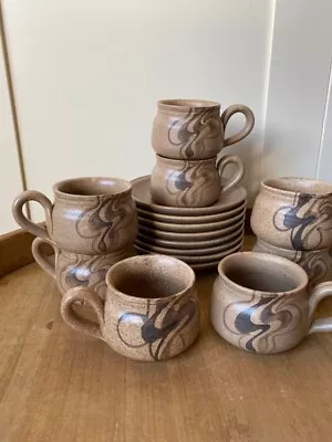 Buy SCOTTISH POTTERY Set Of 8 Coffee Cups By Barbara Davidson River Design Farmhouse • 45£