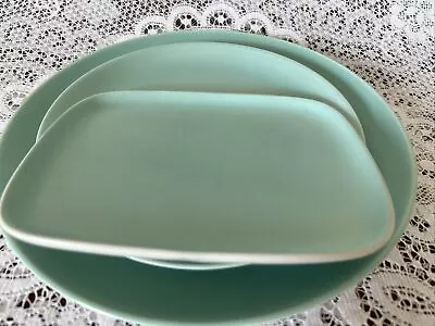 Buy Poole Pottery Twintone Ice Green Dinner Plate,  20vm Plate And Rectangular Plate • 15£