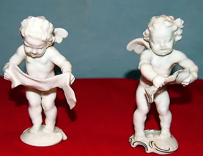 Buy Cupids Set Of 2 German Old Hutschenreuther Factory Porcelain Signed  With Wings • 221.28£