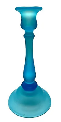 Buy Vtg Tiffin 8.5” Sky Blue Satin Glass Candle Holder / Frosted Glass • 17.01£