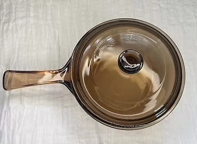Buy .5 L Corning Vision Ware Amber Glass Sauce Pan Pyrex With Lid Cookware Pot EUC • 11.53£