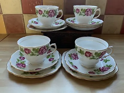 Buy Royal Vale Gold Gilt Rose China Tea Cup Saucer Side Plate Trio’s X 4 • 19.99£