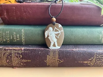 Buy Antique Brown Wedgwood Jasper Ware Cameo Adjustable Necklace Cotton Cord Gift • 15.50£