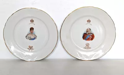Buy King Edward VII + Queen Alexandra 1902 Coronation Ceramic Plates Doulton Burslem • 8.99£