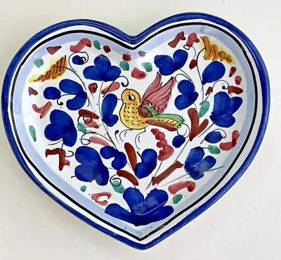 Buy Italian Hand Painted Bird Heart Shaped Dish 7  Ceramiche D'Arte Sambuco Mario • 7.57£