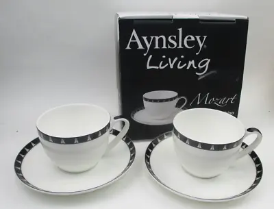 Buy Pair Of Aynsley Living Bone China Mozart Cups And Saucers • 14.99£