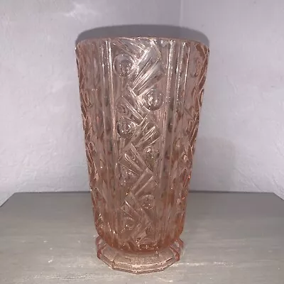 Buy Vintage Pink Depression Glass Vase, 1950s 1051g 20cm Height One Fault • 12.99£