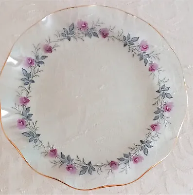 Buy Clear Glass Vintage/ Retro Plate Floral Rose Design & Fluted Edge 'CHANCE' • 5£