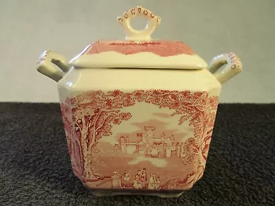 Buy Vintage Masons Ironstone China Vista Pink / Red Sugar Bowl With Lid. • 21.95£