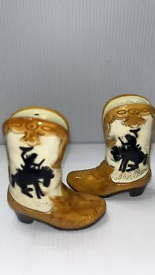 Buy Vintage Cowboy Boot Salt And Pepper Shakers Hand Painted • 11.37£