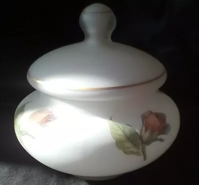 Buy Beautiful Opaque Glass Lidded Bowl With Roses And Gold Decoration. 16 Cm's High. • 6.99£