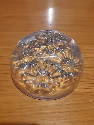 Buy Beautiful Glass Paperweight With Flower Design Immaculate • 8£