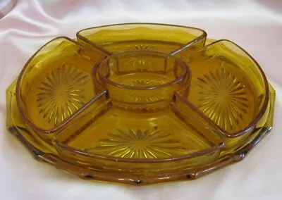 Buy Antique Art Deco Crystal Glass Condiments Serving Set Tray & 4 Bowls • 236.81£