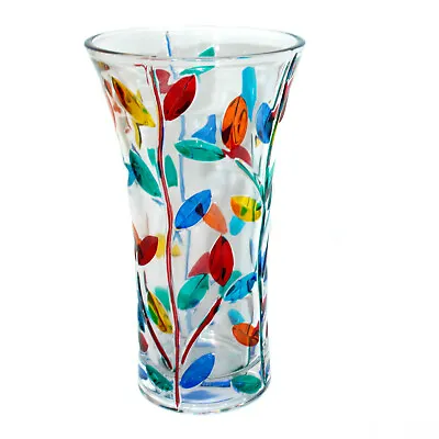 Buy Murano Glass Vase Multi Coloured Flower Hand Made Millefiori 21cm High • 49.95£