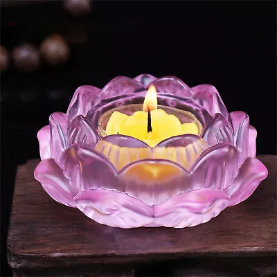 Buy Crystal Glass Lotus Flower Candle Holder Candlestick Home Decor Craft Tea Light • 8.62£