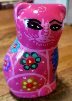 Buy Art Pottery Cat Kitten Figurine Figure Clay Small Sitting Pink Mexico Folk Art  • 20.85£