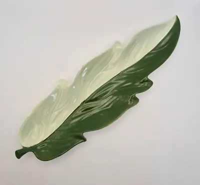 Buy Vintage Carlton Ware Two Tone Green Leaf Shaped Long Dish Trinket Mid Century • 13.99£