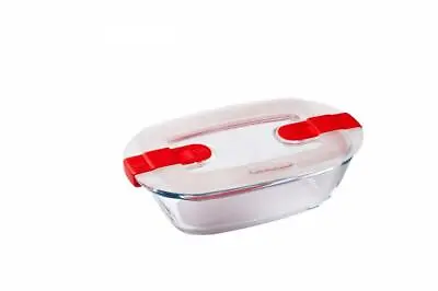 Buy Pyrex Classic Rectangular Glass Dish With Vented Lid 0.4L - Red • 11.52£