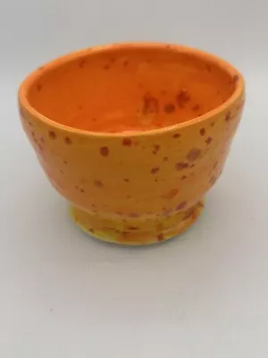 Buy Art Pottery Bowl Orange Dark Red Green Splatter Beautiful • 17.01£