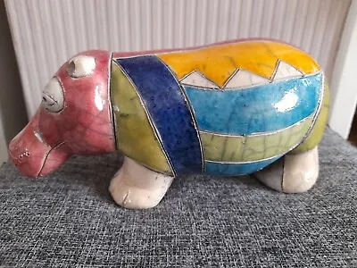 Buy Hippo South African Hand Painted Pottery  Figure,signed • 10£