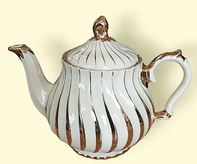 Buy Sadler White Cream Gold Swirl Bone China Teapot #2737 Vintage Made In England • 19£