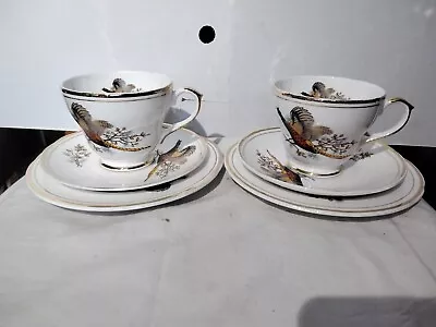 Buy Staffordshire Fine Bone China Sheriden  Pheasant   Cup Saucer Side Plate X 2... • 25£