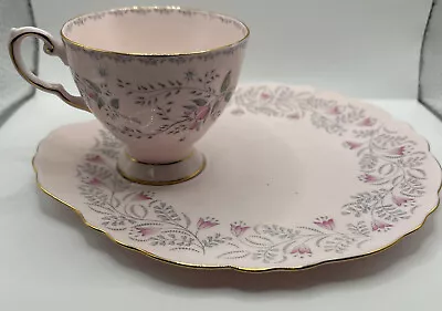 Buy Vintage Tuscan Fine Bone China Teacup And Snack Plate In Pink Circa 1940s • 38£