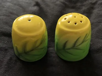 Buy Carlton Ware Salt & Pepper Pots - Green Leaf Design - 4cm Tall - With Stoppers • 10£