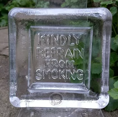 Buy Vintage Dartington Glass  Kindly Refrain From Smoking  Glass Ashtray 10.5cm • 25.50£
