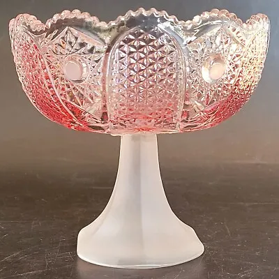 Buy Vintage Cut Glass Pedestal Bowl / Bon Bon Dish - Pink 13 Cm • 12£