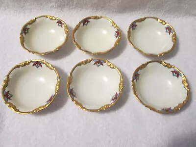 Buy Antique JP Limoges Jean Pouyat Pudding Dessert Bowls Gold Trim Circa 1890 - 1902 • 71.36£
