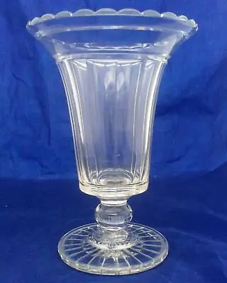 Buy Large Glass Celery Vase Scalloped Rim Panel Cut Ball Knop Antique Victorian • 38£