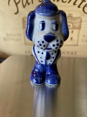 Buy Russian Majolica Pottery Cobalt Blue And White Dog Figurine 2  Signed • 24£