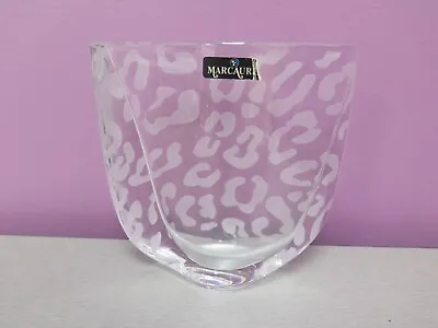 Buy Marc Aurel Nachtmann Crystal Leopard Cheetah Print Short Wavy Vase With Label • 56.79£