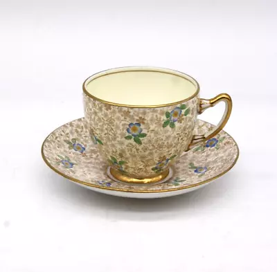 Buy ADDERLEY Tea Cup & Saucer 1940s Gold Chintz & Blue Flowers Bone China • 4.99£