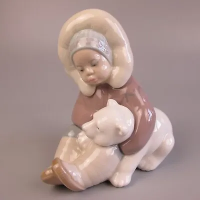 Buy Lladro 1195 Eskimo & Polar Bear Cub Figurine. Porcelain. Vintage. • 30.99£