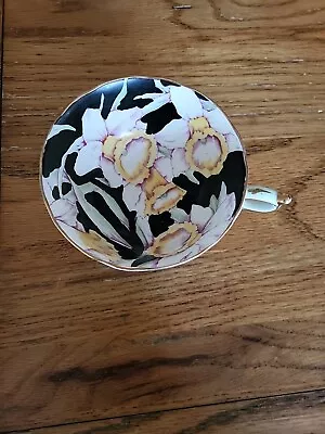 Buy Double Warranty Bone China Paragon FootedTeacup - Black With Daffodil Interior • 30£