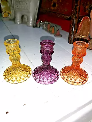 Buy Set Of  Three   Coloured Glass Candle Holders • 14.95£