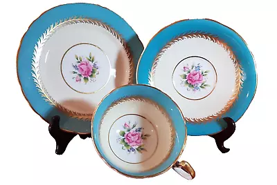 Buy Rare Aynsley Fine Bone China Pink Rose 7922 Cup, Saucer & Plate Trio C1930s • 32.50£