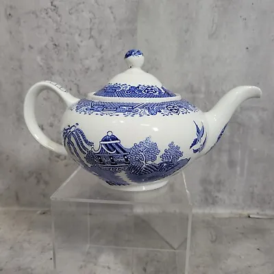 Buy Woods Ware Willow Teapot 10-inch Vintage Blue/White Transferware Wood & Sons • 24.99£