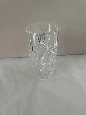 Buy 1 Vintage Quality Heavy Lead Crystal Cut Glass Vase, Straight Sides 6” Tall • 31.49£