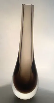Buy Vintage Caithness Glass Peat Brown Stroma Teardrop Bud Vase Domhnall O'Broin • 12.99£