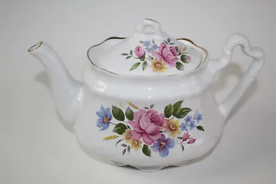 Buy Arthur Wood Pink Yellow Roses White  Tea Pot Made In England  Teapot Gold Trim • 41.40£