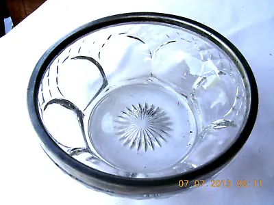 Buy Cut Glass Fruit Bowl With Silver Plate Rim • 9.99£
