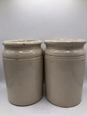 Buy 2 Old Tall Rolled Top Stoneware Jam/marmalade Pots (Q) • 12£