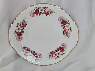 Buy Vintage QUEEN ANNE Pink Red White Roses Bud Bone China 10 Inch Serving Plate • 9.99£