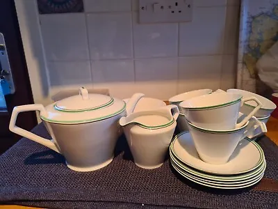 Buy Art Deco  China Teaset For Six With Milk Jug & Sugar Bowl • 15£