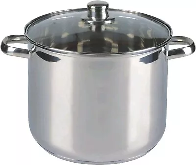 Buy Deep Induction Stainless Steel Stockpot Soup Stew Stock Pot Pan With Glass Lid • 20.97£